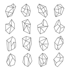Crystal shapes outline set