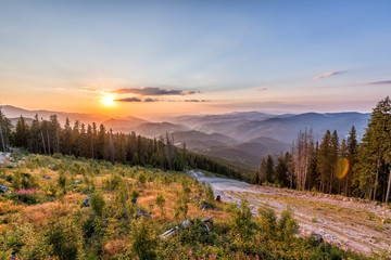 Dramatic sunset in the mountain