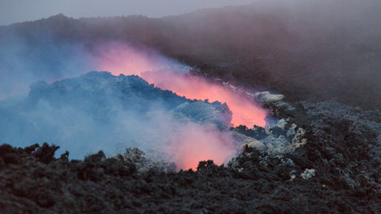 Effusive Activity at Mount Etna Volcano in italy