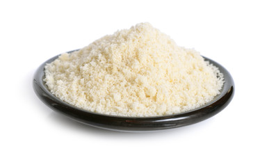 Almond flour isolated on white background.