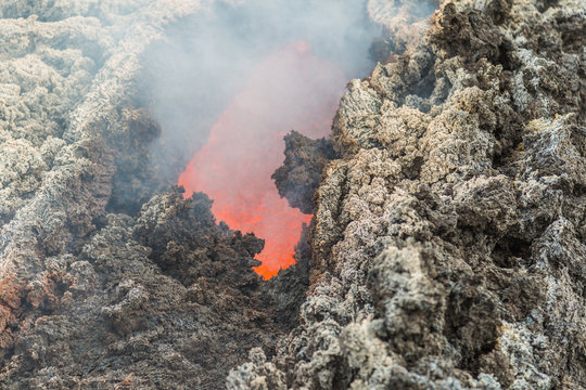 Effusive Activity at Mount Etna Volcano in italy