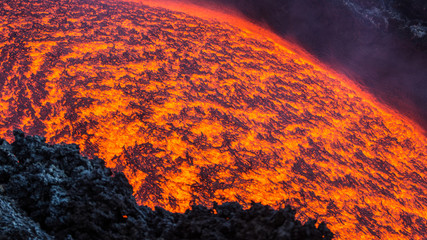 Effusive Activity at Mount Etna Volcano in italy