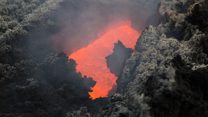 Effusive Activity at Mount Etna Volcano in italy