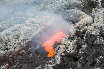 Wandaufkleber Effusive Activity at Mount Etna Volcano in italy © Wead
