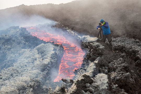 Effusive Activity at Mount Etna Volcano in italy