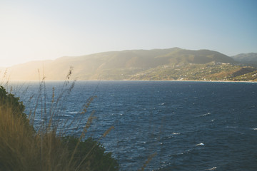 View from Palinuro, Italy. Sea and hills 
