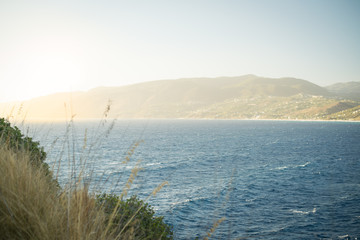 Sea, hills and sky. View from Capo Palinuro, Italy