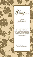 Vector background with vines in vintage style. Can be used for labels, invitations, greetings, posters, leaflets.