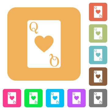 Queen of hearts card rounded square flat icons