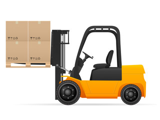 Forklift with pasteboard boxes