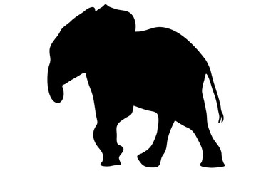 View on the silhouette of an african elephant - digitally hand drawn vector illustration