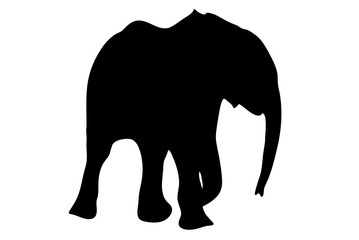 View on the silhouette of an african elephant - digitally hand drawn vector illustration