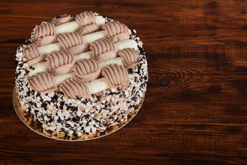 chocolate coffee cake with cream