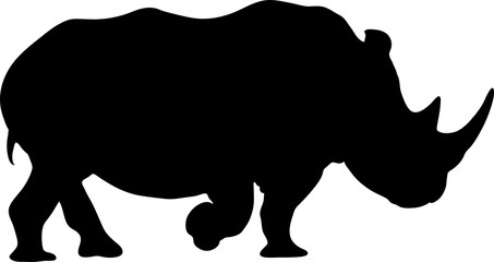 View on the silhouettes of a rhinoceros - digitally hand drawn vector illustraion
