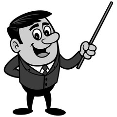 Businessman with Pointer Stick Illustration