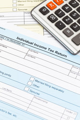 Tax form and calculator; document are mock-up