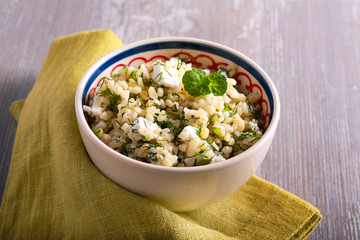 Bulgur, feta and herb salad