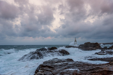 Lighthouse in the port of Ahtopol, Black Sea, Bulgaria