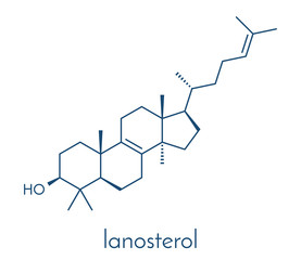 Lanosterol molecule. Investigated for treatment of cataract. Skeletal formula.