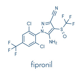 Fipronil insecticide molecule. Skeletal formula.