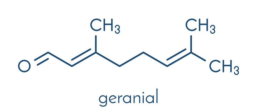 Geranial lemon fragrance molecule. Skeletal formula.