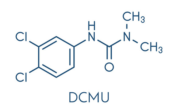 Diuron (DCMU) herbicide molecule. Skeletal formula.