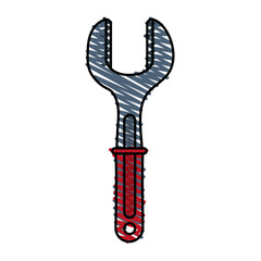 Colorful wrench doodle over white background vector illustration