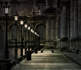 Paris, Night at Louvre.
