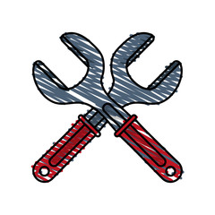 Colorful wrenches doodle over white background vector illustration