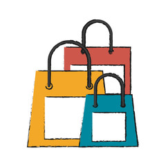 Colorful shopping bags doodle over white background vector illustration