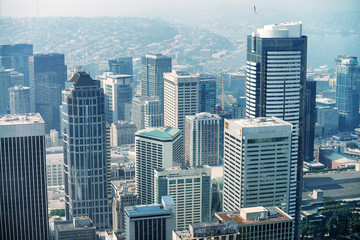Aerial view of Seattle skyscrapers, WA