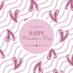 Obraz premium (illustration) happy valentines day greetings with heart shape pattern on pink wave line background,pattern vector illustration design.