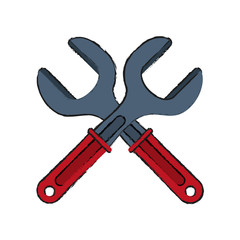 Colorful wrenches doodle over white background vector illustration