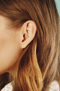 Female ear close up