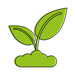 Green monocromatic plant design over white background vector illustration