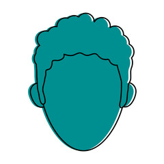 Teal monocromatic man head design over white background vector illustration