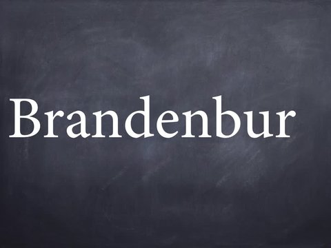 Wort Brandenburg geschrieben auf Schiefertafel mit Kreide &ndash; Animation