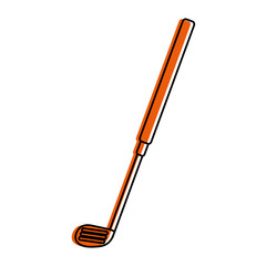 Orange monocromatic golf stick  design over white background vector illustration