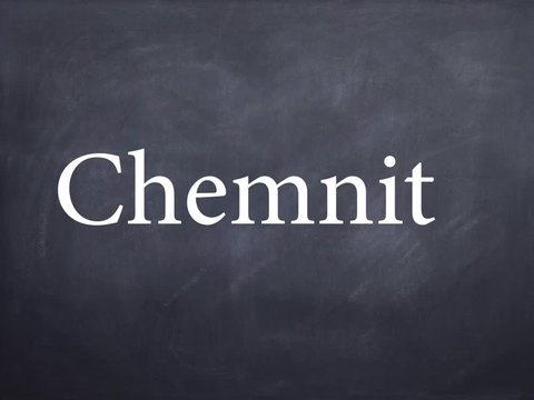 Wort Chemnitz geschrieben auf Schiefertafel mit Kreide &ndash; Animation