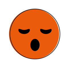 Orange monocromatic sleepy emoji design over white background vector illustration