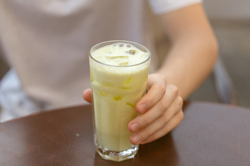 iced strawberry and orange juice in cafe
