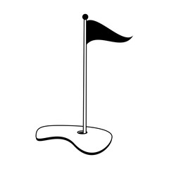 Black and white golf flag over white background vector illustration