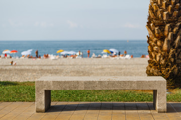 bench  near beach and seaside