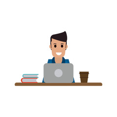 man using laptop icon image vector illustration design 