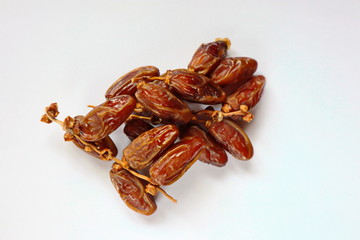 The Dates on the twig, white background