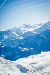 Fototapeta na wymiar Alpine White View Panorama Ski Resort Mountains