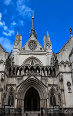 Naklejka premium Historical building and entrance of Royal Courts of Justice in London ,England.