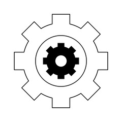 two gears icon image vector illustration design  black and white