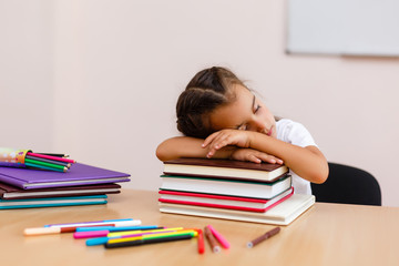 Back to School.Tired School Girl