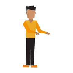 man pointing with arms avatar icon image vector illustration design 